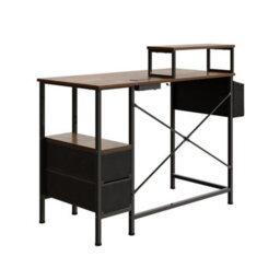 Rustic Brown Office Desk 100Cm Workstation Table With Charging Socket & Drawers - thumbnail 5