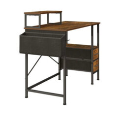Rustic Brown Office Desk 100Cm Workstation Table With Charging Socket & Drawers - thumbnail 6