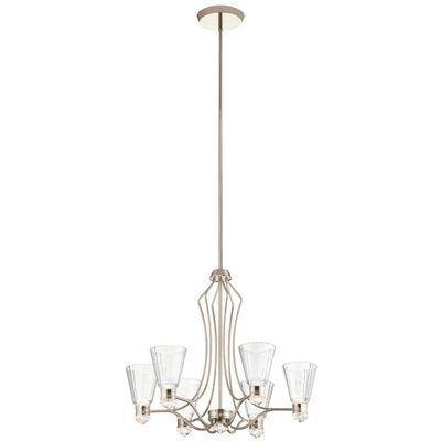 Luminosa Lighting Luminosa Kichler Kayva Integrated Led Multi Arm Pendant Ceiling Light Polished Nickel, 3000K, Ip44 - image 1
