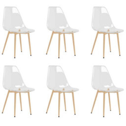 Walplus Set Of 6 Modern Transparent Dining Chairs Made Of Pet - thumbnail 2