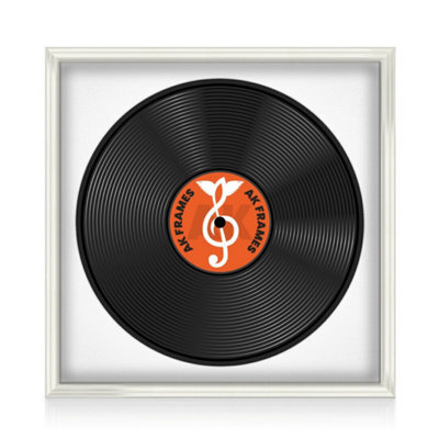 "16X16"" White Swept Vinyl Record Frame With White Mount For 12 Inch Lp Disc - Ak Frames" - image 1