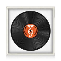 "16X16"" White Swept Vinyl Record Frame With White Mount For 12 Inch Lp Disc - Ak Frames" - thumbnail 1