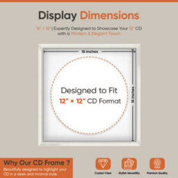 "16X16"" White Swept Vinyl Record Frame With White Mount For 12 Inch Lp Disc - Ak Frames" - thumbnail 2