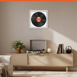 "16X16"" White Swept Vinyl Record Frame With White Mount For 12 Inch Lp Disc - Ak Frames" - thumbnail 8