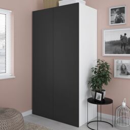 GoodHome Atomia Freestanding Matt Anthracite & White Particle Board Wardrobe (H)1875mm (W)1000mm (D)580mm - thumbnail 4