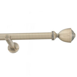 Toolty Antique Brass Metal Curtain Pole 25mm With Finials Rod Modern Brackets Avanti 290Cm