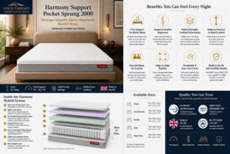 "Rest Relax 6Ft Super King Hybrid Reflex Foam Pocket Sprung Mattress, Visco Therapy Harmony Support 2000, Spinal Alignment, 24Cm / 10"" Deep" - thumbnail 2