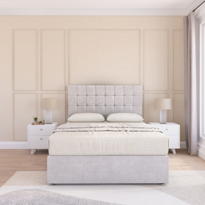 Sloomy Kansas Silver Plush 3Ft Memory Foam Bed Set With No Drawers, Mattress & Headboard- Single - image 1