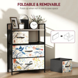 Homcom 4-Drawer Chest Of Drawers, Fabric Dresser, White - thumbnail 6