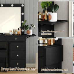 Fusou Dressing Table With Led Mirror, 15 Drawers  Vanity Desk With Power Outlet, 13 Lights, 3 Colour Modes, Vanity For Bedroom - thumbnail 6