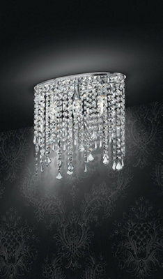 Luminosa Lighting Luminosa Breeze Wall Light Chrome, K9 Crystals 40X36Cm