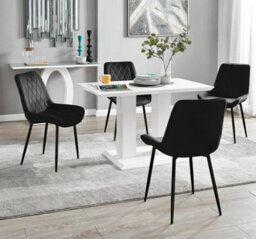 Furniturebox Uk 4 Seater Dining Set - Imperia White High Gloss Dining Table And Chairs - 4 Black Pesaro Black Leg Chairs - thumbnail 1
