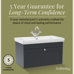 Balterley Swynnerton Traditional Bathroom Wall Hung 1-Drawer Vanity Unit & Fireclay Basin, Dark Grey, 800mm - thumbnail 6