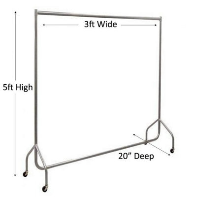Heavy Duty 3Ft Silver Clothes Rails, Garment Hanging Racks - image 1