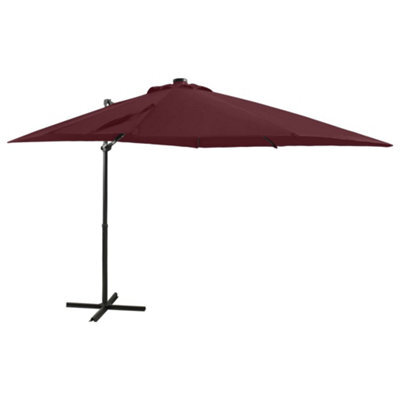 Walplus Cantilever Garden Parasol With Pole And Led Lights Bordeaux Red 250 Cm - image 1