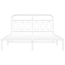 Berkfield Metal Bed Frame Without Mattress With Headboard White 135X190Cm - thumbnail 4