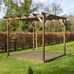 Rutland County Garden Furniture Garden Pergola And Decking Kit - Wood - L360 X W360 X H270 Cm - Rustic Brown - thumbnail 3