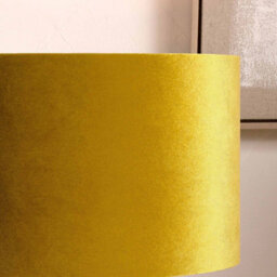 Pacific Lifestyle 45Cm Yellow Mustard Velvet Cylinder Floor Table Lampshade - thumbnail 2
