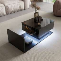 Matteo Modern High-Gloss Black Coffee Table With Lift-Top, Led Lighting, And Storage - thumbnail 8