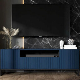 Heze Furniture Elpis Glamour Tv Cabinet Unit With Storage 150 Cm - Navy Matt / Black Legs - thumbnail 2