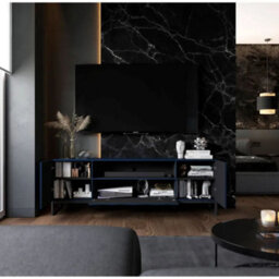 Heze Furniture Elpis Glamour Tv Cabinet Unit With Storage 150 Cm - Navy Matt / Black Legs - thumbnail 3