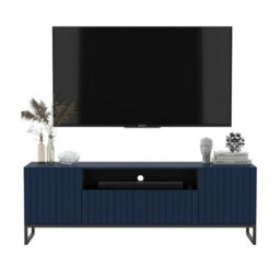 Heze Furniture Elpis Glamour Tv Cabinet Unit With Storage 150 Cm - Navy Matt / Black Legs - thumbnail 1