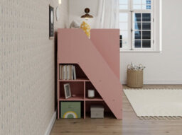Pink Low Height Bunk Bed With Staircase And Shelves Single 3Ft - thumbnail 5