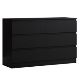 Fwstyle Carlton Black 6 Drawer Chest (H) 77Cm (W) 110Cm (D) 40Cm - thumbnail 5