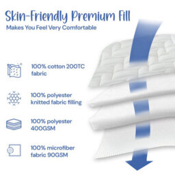 Belofay Fitted King Mattress Topper With Dual Filling Of Memory Foam Topper, 100% Cotton Top & 4000Gsm Polyester - thumbnail 3