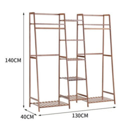 Living And Home Brown Bamboo Trapezoid Clothes Rack Clothes Hanging Rack Stand With 5 Tiers Storage Shelves - thumbnail 6