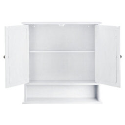 Living And Home 2 Doors Bathroom Wall Mounted Mirror Cabinet Vanity Storage Cupboard, White - thumbnail 3