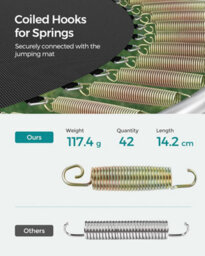 Songmics Medium Round Trampoline For Outdoor Fun, Secure Ladder, Safety Net And Padded Poles, Dark Green - thumbnail 5