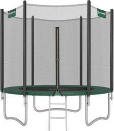 Songmics Medium Round Trampoline For Outdoor Fun, Secure Ladder, Safety Net And Padded Poles, Dark Green - thumbnail 9