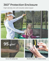 Songmics Medium Round Trampoline For Outdoor Fun, Secure Ladder, Safety Net And Padded Poles, Dark Green - thumbnail 8