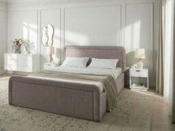 Beliani Ottoman Bed Fabric Viviers 160 X 200 Cm (Eu King Size) Taupe - thumbnail 2