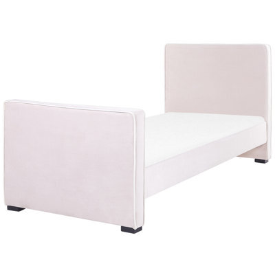 Beliani Kids Bed Velvet Teenie 90 X 200 Cm (Eu Single) Pastel Pink - image 1