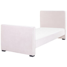 Beliani Kids Bed Velvet Teenie 90 X 200 Cm (Eu Single) Pastel Pink - thumbnail 1
