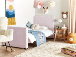 Beliani Kids Bed Velvet Teenie 90 X 200 Cm (Eu Single) Pastel Pink - thumbnail 2