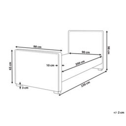 Beliani Kids Bed Velvet Teenie 90 X 200 Cm (Eu Single) Pastel Pink - thumbnail 3