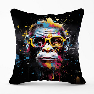 Warren Reed Designer Coloured Splashart Monkey Face Outdoor Cushion 45Cm X 45Cm - image 1