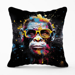 Warren Reed Designer Coloured Splashart Monkey Face Outdoor Cushion 45Cm X 45Cm - thumbnail 1