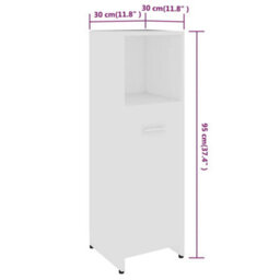 Berkfield Bathroom Cabinet White 30X30X95 Cm Engineered Wood - thumbnail 9