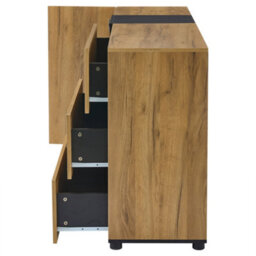 Btm Modern Sideboard With 3 Drawers And Glass Doors, Console Storage Cabinet For Living Room, 140X40X80Cm - thumbnail 8