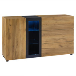 Btm Modern Sideboard With 3 Drawers And Glass Doors, Console Storage Cabinet For Living Room, 140X40X80Cm - thumbnail 7