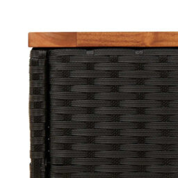 Berkfield Garden Side Table With Wooden Top Black 58X27.5X55 Cm Poly Rattan - thumbnail 9