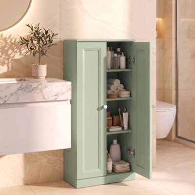 Homcom Narrow Bathroom Cabinet, Slim Storage Cabinet, Light Green - image 1