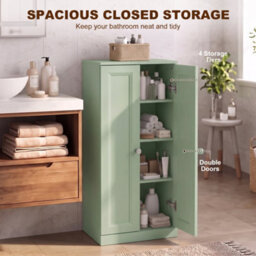 Homcom Narrow Bathroom Cabinet, Slim Storage Cabinet, Light Green - thumbnail 4
