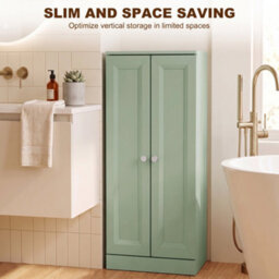 Homcom Narrow Bathroom Cabinet, Slim Storage Cabinet, Light Green - thumbnail 5