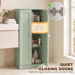 Homcom Narrow Bathroom Cabinet, Slim Storage Cabinet, Light Green - thumbnail 6