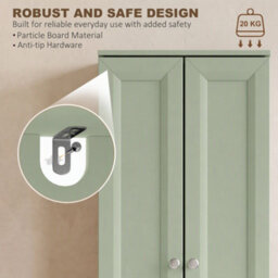 Homcom Narrow Bathroom Cabinet, Slim Storage Cabinet, Light Green - thumbnail 7
